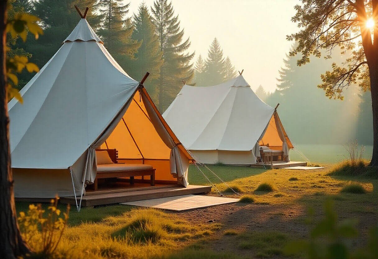 Campings and glamping sites located in natural outdoor environments